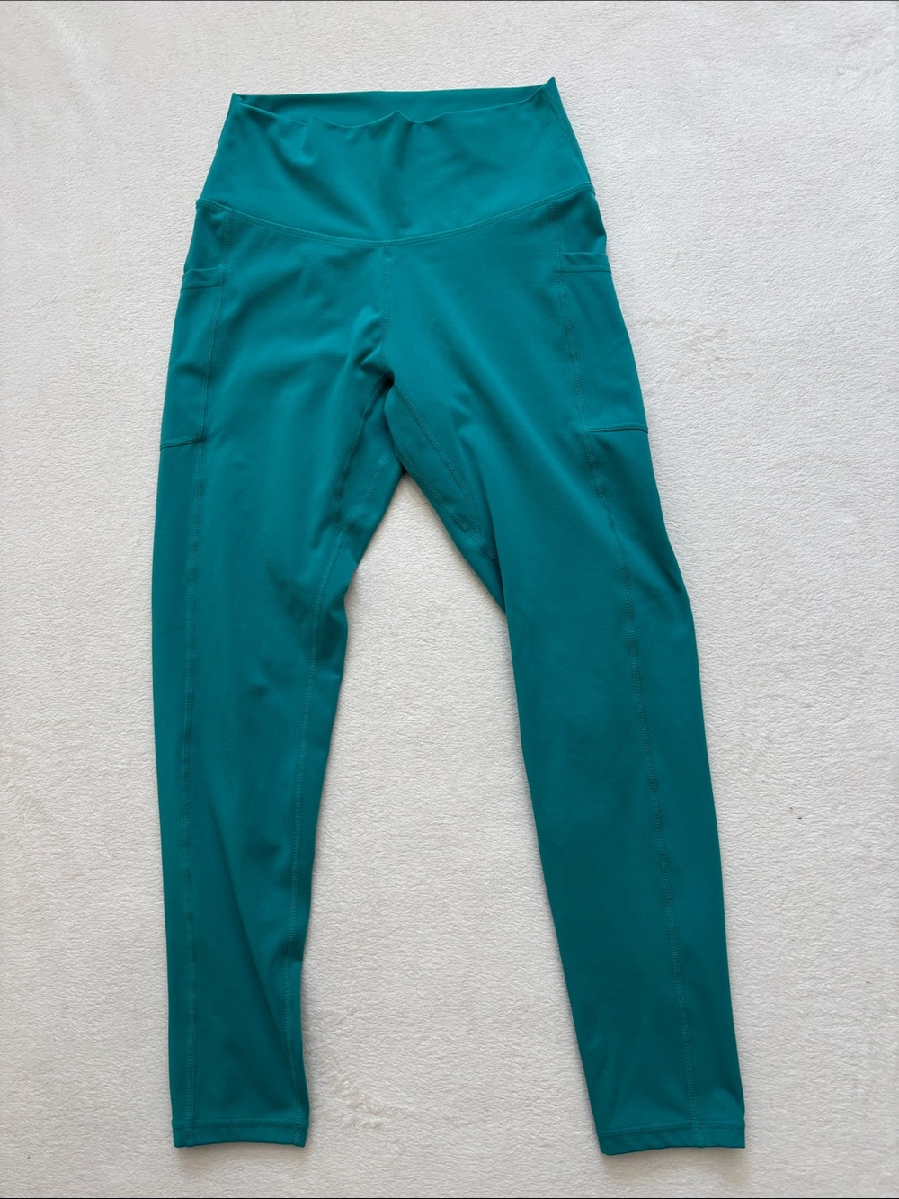 High-Rise Teal Workout Leggings with Side Pockets